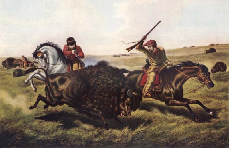 Tait Arthur Fitzwilliam Life on the Prairie-The Buffalo Hunt oil painting image